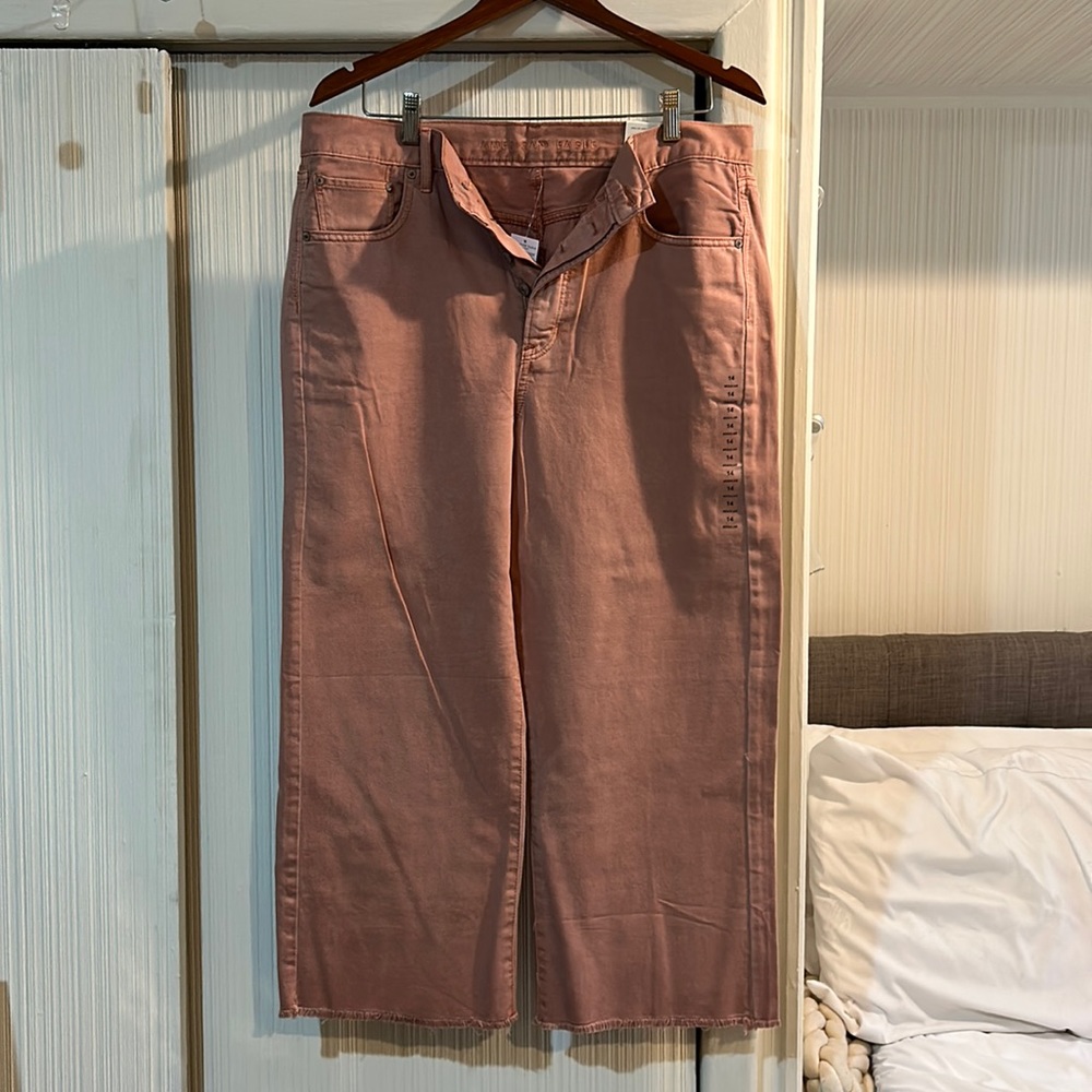 American Eagle Outfitters Pink Wide Leg Jeans